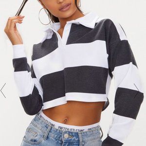 [NEW WITH TAG] Pretty Little Thing Black Polo Crop
